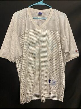 Vintage Champion White Mesh V-Neck Athletic Miami Dolphins Practice Jersey Shirt